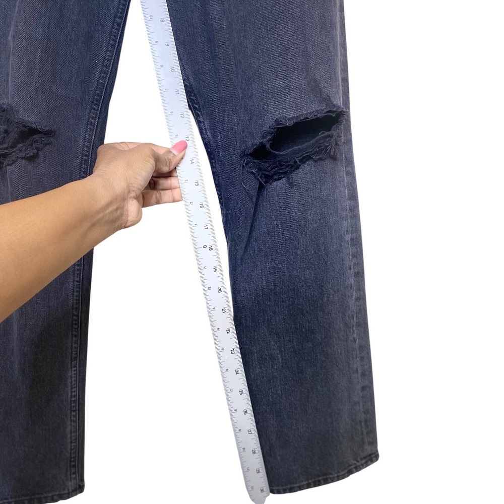 Agolde High Rise Straight Leg Distressed Jeans Faded Black‎ Size 27 - Picture 6 of 8